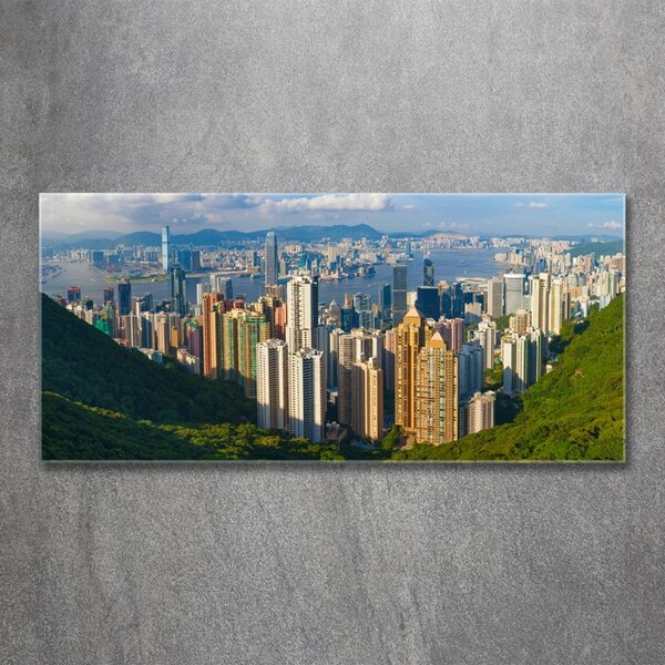 Foto obraz sklo tvrzené Hongkong panorama osh-90238708