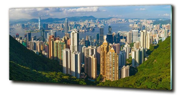 Foto obraz sklo tvrzené Hongkong panorama osh-90238708