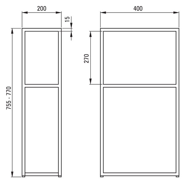 Deante Correo, stojící koupelnová konzola 400x200 mm, černá, CKC_N20A