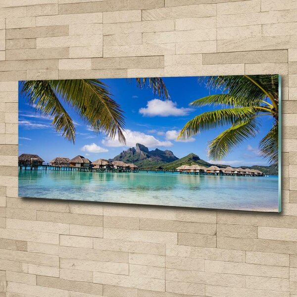 Foto obraz sklo tvrzené Palmy na Bora Bora osh-90274909