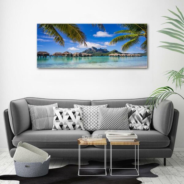 Foto obraz sklo tvrzené Palmy na Bora Bora osh-90274909