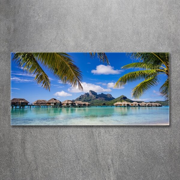 Foto obraz sklo tvrzené Palmy na Bora Bora osh-90274909