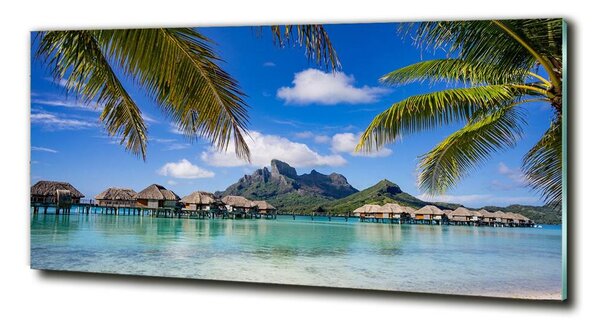 Foto obraz sklo tvrzené Palmy na Bora Bora osh-90274909