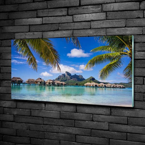Foto obraz sklo tvrzené Palmy na Bora Bora osh-90274909