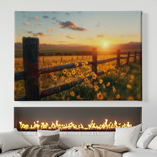 Obraz na plátně - Louka za dřevěným plotem FeelHappy.cz Velikost obrazu (šířka x výška): 40 x 30 cm