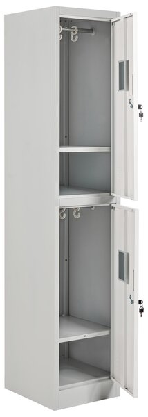 Dvoupatrová úložná skříňka ATHLETE Kov Šedá/Bílá