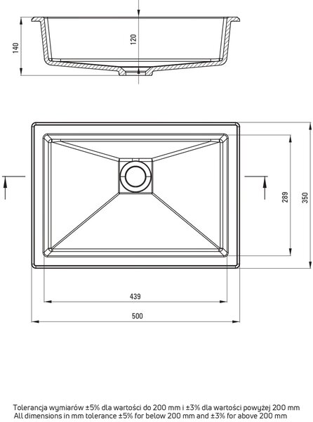Deante Correo umyvadlo 50x35 cm obdélníkový zápustný-pod pult antracitová CQR_TU5U
