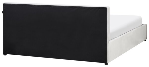 Postel s úložným prostorem BOUSSE Umělý samet Světle šedá 160 x 200 cm