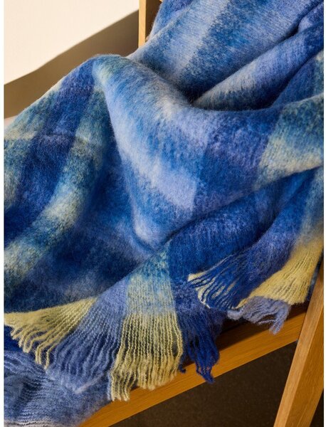 Modrá deka s příměsí vlny 140x200 cm Loom – Hübsch
