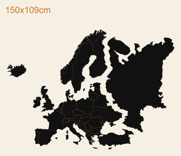 DUBLEZ | Dřevěná mapa Evropy na zeď - s hranicemi států | Obraz