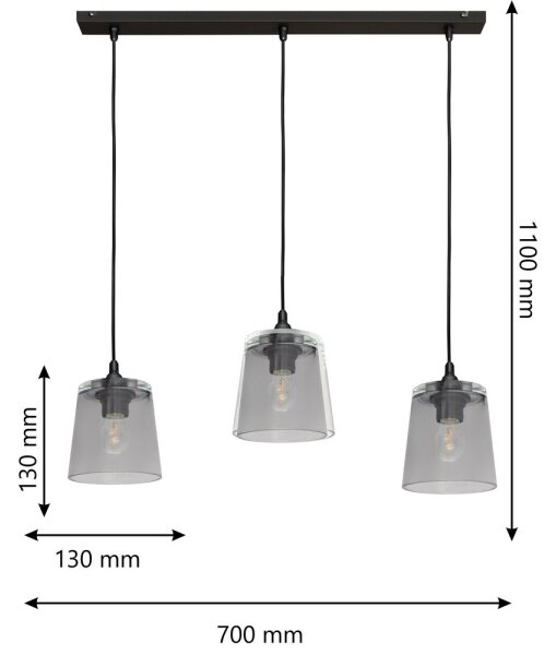 Lustr na lanku LUCEA 3xE27/15W/230V
