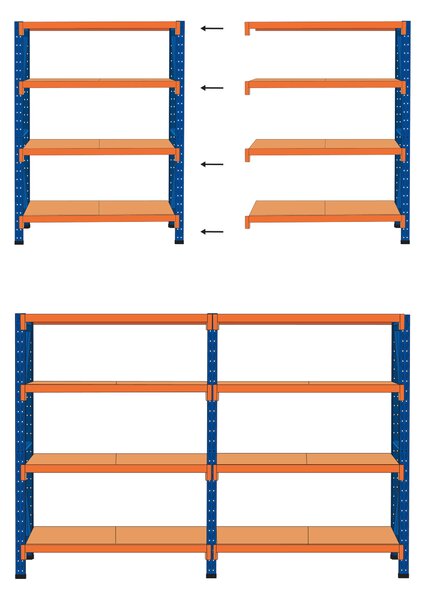 Garážový regál FIUGGI Kov 200 cm 150 cm Oranžová
