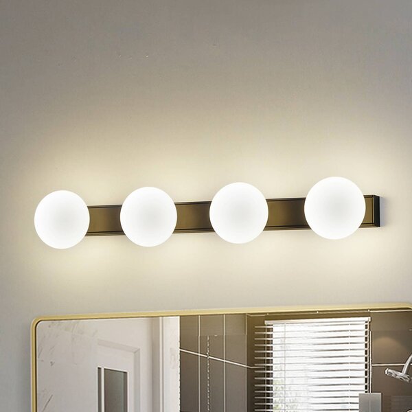 Lucande Koupelnové nástěnné svítidlo LED Myrra, černé, sklo, 60 cm, IP44, Černá, Koupelna, Hliník, Moderní