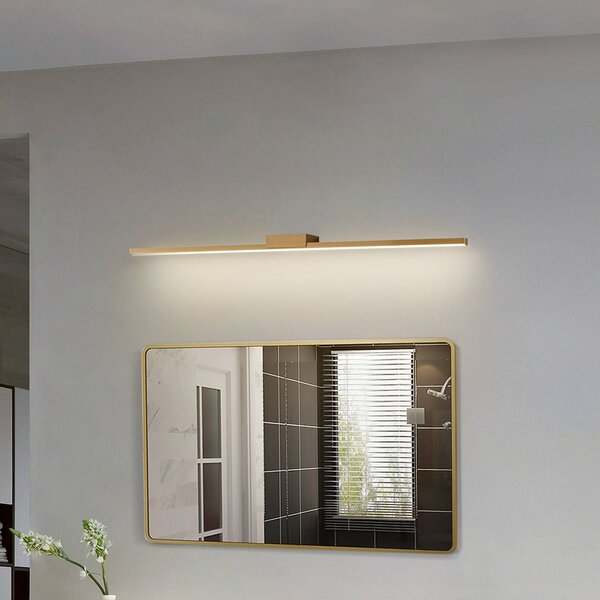 Lucande Zrcadlová lampa LED Kivana, měď, kov, 90 cm, IP44, Měď, Koupelna, Hliník, Moderní