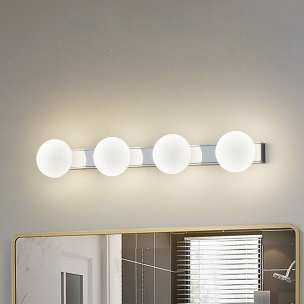 Lucande Koupelnové nástěnné svítidlo LED Myrra, chrom, sklo, 60 cm, IP44, Chrom / stříbro, Koupelna, Hliník, Moderní