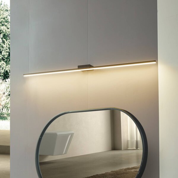Lucande Zrcadlová lampa LED Kivana, černá, kov, 120 cm IP44, Černá, Koupelna, Hliník, Moderní