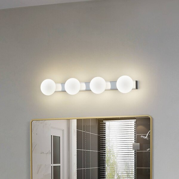 Lucande Koupelnové nástěnné svítidlo LED Myrra, chrom, sklo, 60 cm, IP44, Chrom / stříbro, Koupelna, Hliník, Moderní
