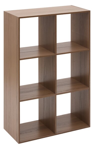 Modulární regál 6 přihrádek, 67,5 x 32 x 100,5 cm - hnědý