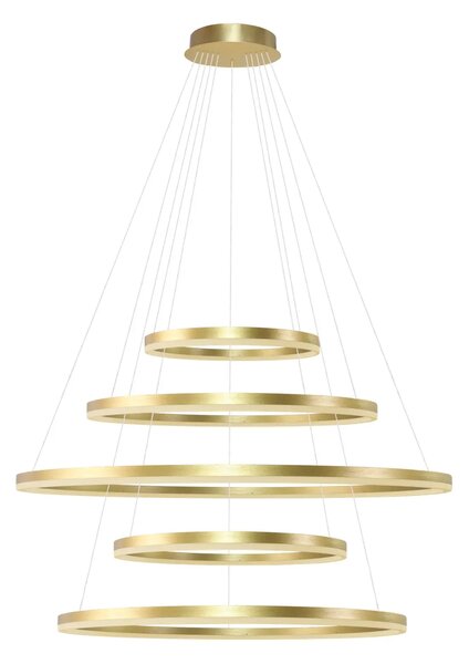 Moderní lustr Halo Pendant 150+120+100+80+60 Cct zlatá s dálkovým ovládáním
