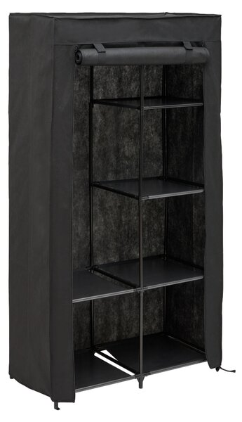 Textilní šatní skříň DRESSY s policí, 88 x 45 x 165 cm - černý