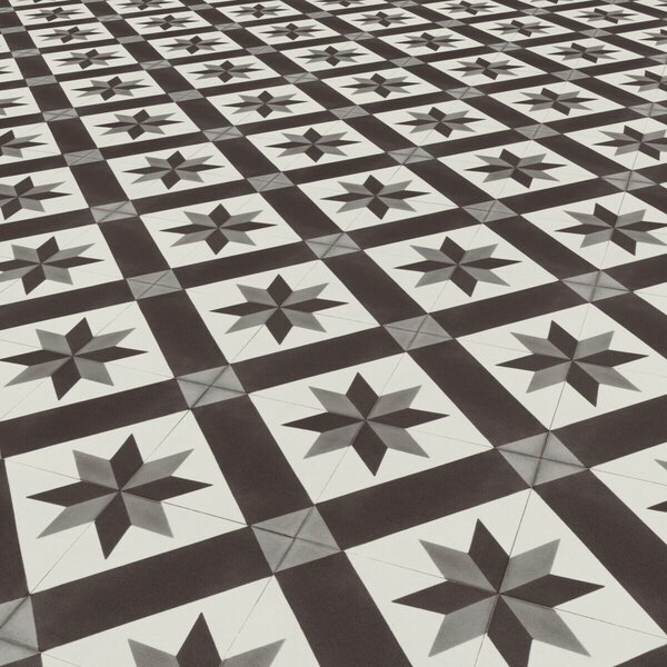 Gerflor, PVC podlaha - lino AladinTex Ultra 2226 Cordoba black/white, na míru, šíře 2m,4m, černobílá, filc, chodba / předsíň