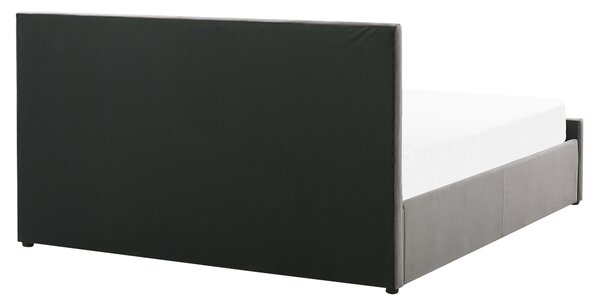 Postel s úložným prostorem Umělý samet ROCHEFORT 160 x 200 cm Šedá