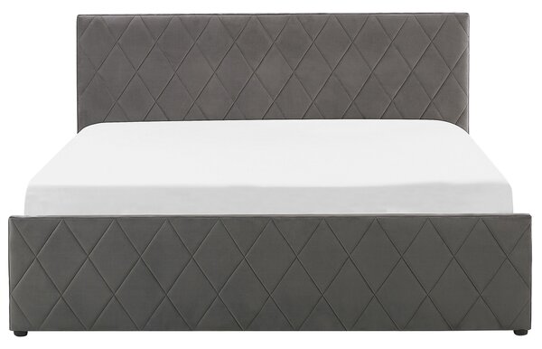 Postel s úložným prostorem Umělý samet ROCHEFORT 180 x 200 cm Šedá