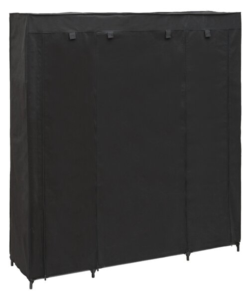 Textilní šatní skříň DRESSY dvojitá se 2 policemi, 155 x 45 x 165 cm - černý