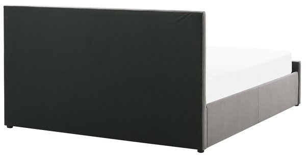 Postel s úložným prostorem Umělý samet ROCHEFORT 180 x 200 cm Šedá