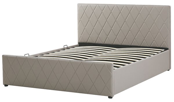 Postel s úložným prostorem Umělá kůže ROCHEFORT 180 x 200 cm Taupe