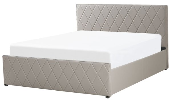 Postel s úložným prostorem Umělá kůže ROCHEFORT 180 x 200 cm Taupe