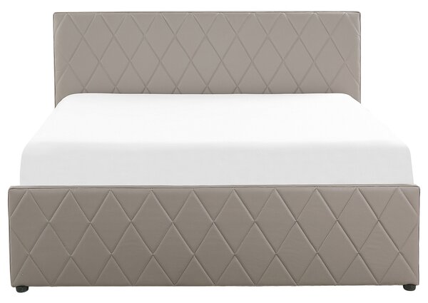Postel s úložným prostorem Umělá kůže ROCHEFORT 180 x 200 cm Taupe