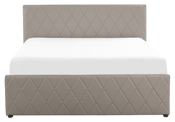 Postel s úložným prostorem Umělá kůže ROCHEFORT 160 x 200 cm Taupe