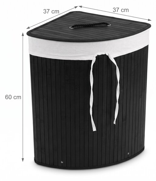 Bambusový koš na prádlo, 60 L, černý