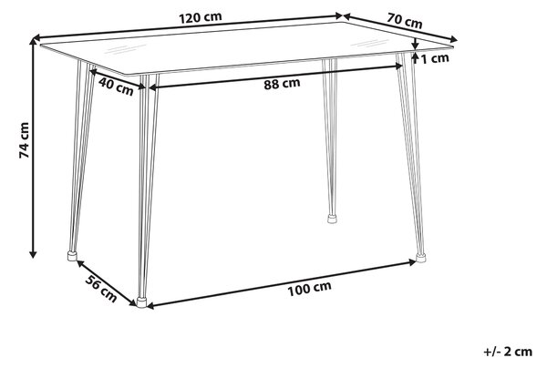 Jídelní stůl WINSTON Stříbrná 120 cm 70 cm Bezpečnostní sklo