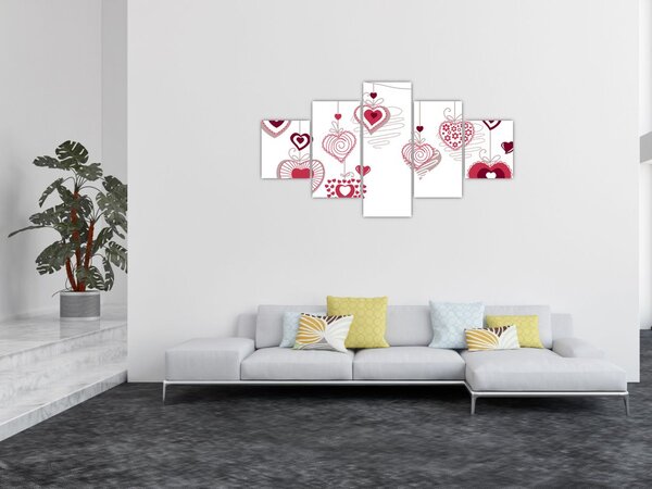 Obraz malovaných srdíček (125x70 cm)