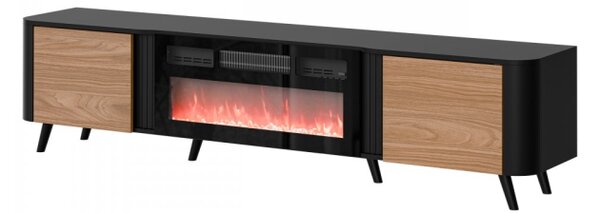 TV skříňka s krbem Newort 200 EF, Barva: černý mat + ořech 5903211369339