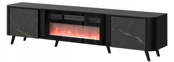 TV skříňka s krbem Newort 200 EF, Barva: černý mat + ořech 5903211369339