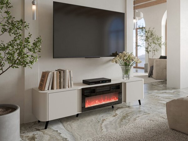 TV skříňka s krbem Newort 200 EF, Barva: černý mat + ořech 5903211369339