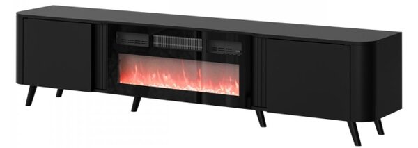 TV skříňka s krbem Newort 200 EF, Barva: černý mat + ořech 5903211369339