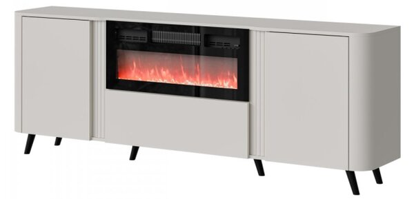 Skříňka s krbem Newort 200 EF, Barva: černý mat + černá san sebastian 5903211369308