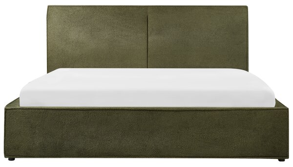 Postel s úložným prostorem Buklé MOISSAC 180 x 200 cm Tmavě zelená