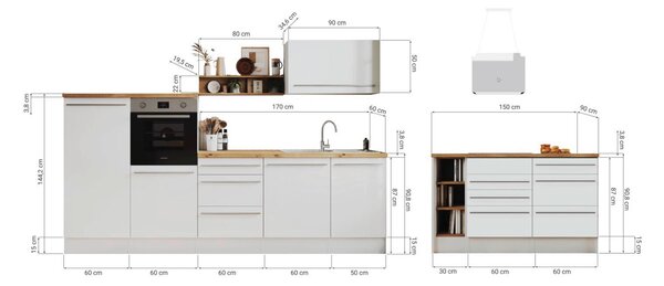 KUCHYŇSKÝ BLOK 290-150 cm Respekta - Online Only kuchyňské linky, Online Only