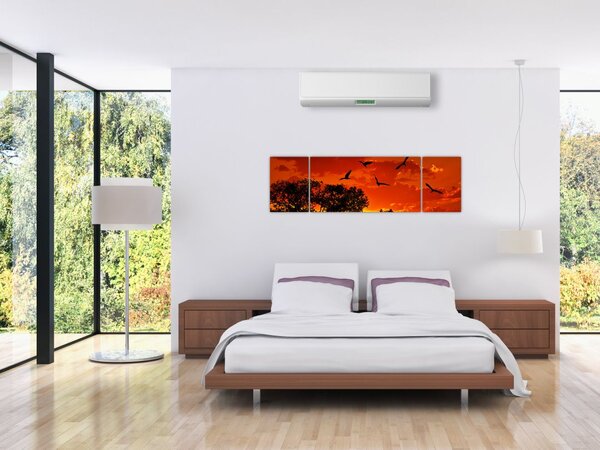 Obraz ptáků při západu slunce (170x50 cm)