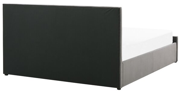 Postel s úložným prostorem Umělý samet ROCHEFORT 140 x 200 cm Šedá