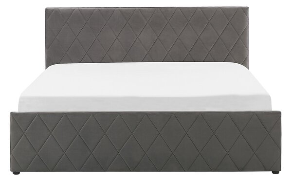 Postel s úložným prostorem Umělý samet ROCHEFORT 140 x 200 cm Šedá