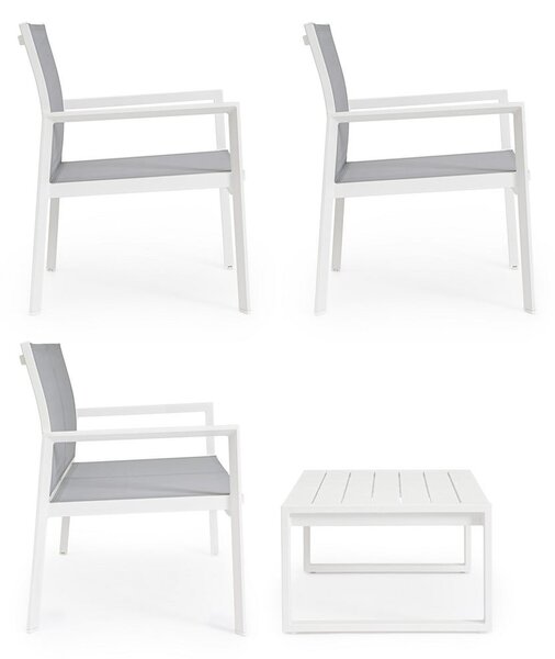 Bílý hliníkový zahradní lounge set pro 4 Kallen – Bizzotto