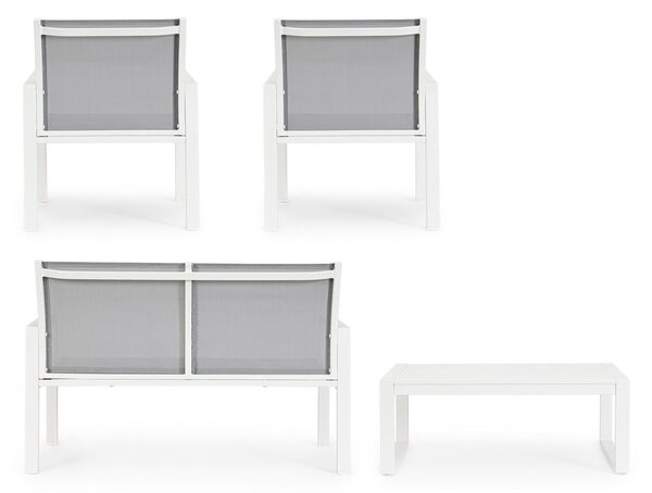 Bílý hliníkový zahradní lounge set pro 4 Kallen – Bizzotto