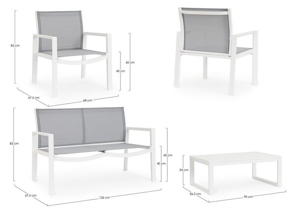Bílý hliníkový zahradní lounge set pro 4 Kallen – Bizzotto