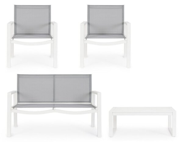 Bílý hliníkový zahradní lounge set pro 4 Kallen – Bizzotto